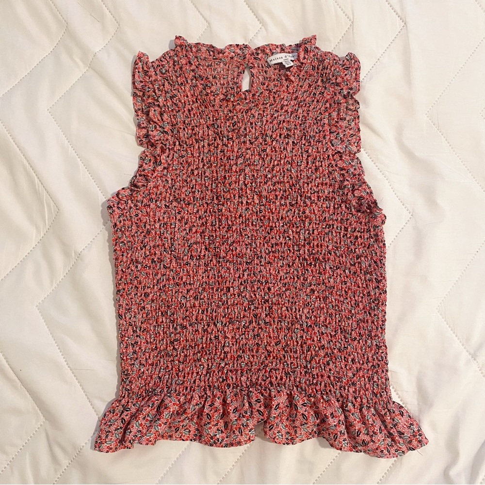 Floral Ruffle Sleeveless Top - Pink